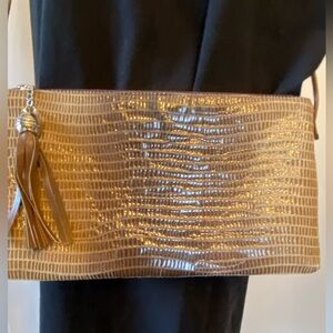 Women's Genuine Leather Croc Embossed Crossbody Purse Leopard Lining Mobwife